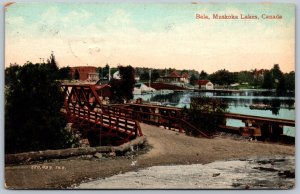 Postcard Bala Ontario c1908 Muskoka Lakes Woodville CDS Cork Cancel
