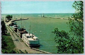 Postcard Southampton Ontario c1965 Fishing Boats Mouth of Saugeen River Bruce Co