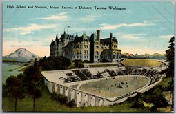 Postcard Tacoma Washington c1910s High School and Stadium Mount Tacoma