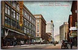 Postcard Seattle Washington c1910s Second Avenue north from Union Station