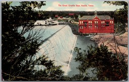 Postcard Austin Texas c1913 The Great Granite Dam Columbia Rectilinear Cancel