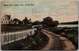 Postcard Willow Point NB 1907 Brown's Flats St. John River Split Ring Round Hill