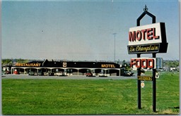  Postcard Plantagenet Ontario Hotel Motel de Champlain AMEX VISA MC DAA AAA