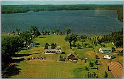 Postcard Elgin Ontario Pine Glen Lodge Clear Lake Rideau Lakes Aerial View