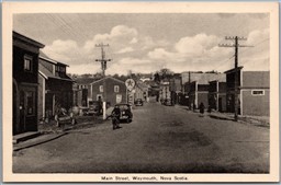 Postcard Weymouth Nova Scotia Main Street Texaco Gas Old Cars by Novelty Mfg.