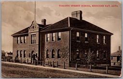 Postcard Medicine Hat Alberta c1910s Toronto Street School to Listowel Ontario