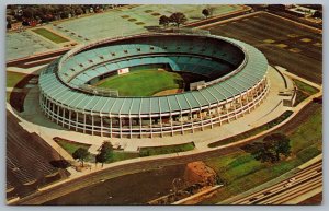 Postcard Atlanta Georgia c1960s Fulton County Stadium Aerial Falcons and Braves