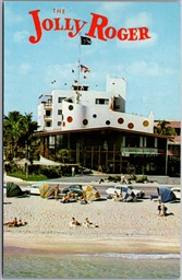 Postcard Fort Lauderdale Florida Jolly Roger Gill Hotel Atlantic Ocean Umbrellas