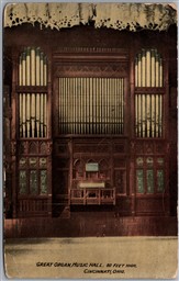 Postcard Cincinnati Ohio 1915 Music Hall Great Organ Columbia Rectilinear Cancel