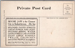 Postcard Moose Jaw Saskatchewan 1912 Post Card Day Canoeing Advertisement