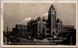 Postcard Calgary Alberta c1931 City Hall Showing Police Building at Rear