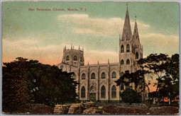 Postcard Manila Philippines c1910s San Sebastian Church