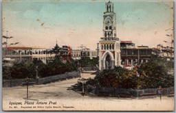 Postcard Iquique Chile c1910s Plaza Arturo Prat Clock Tower Tarapacá