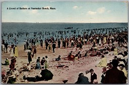 Postcard Nantasket Massachusetts c1910s A Crowd of Bathers Early Tichnor Bros