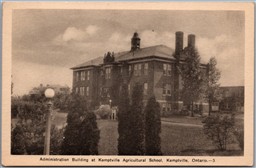 Postcard Kemptville Ontario Administration Building Agricultural School PECo