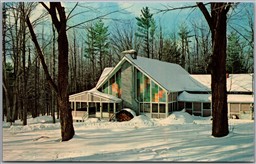Postcard Windsor NY East Shore Dining Assembly Hall Winter Sky Lake Wyoming Conf