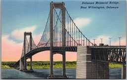 Postcard Wilmington Delaware Memorial Bridge River New Castle County