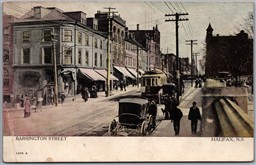 Postcard Halifax Nova Scotia Barrington Street Streetcar and Carriages Love Poem