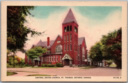 Postcard St. Thomas Ontario Central United Church Elgin County