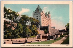 Postcard Ottawa Ontario c1949 Chateau Laurier Hotel Rideau Canal 2c Postage Due