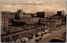 Postcard Winnipeg Manitoba 1909 Looking North From Post Office St. Pierre CDS