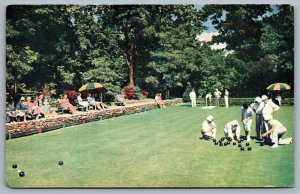 Postcard Buck Hill Falls Pennsylvania c1950s Lawn Bowling At The Inn Poconos