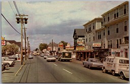 Postcard Old Orchard Beach Maine East Grand Avenue Classic Cars Van Signs
