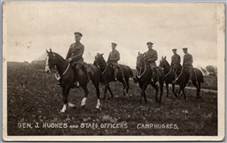 RPPC c1916 Camp Hughes Manitoba Gen. John Hughes and Staff Officers by Lyall