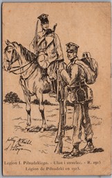 Postcard Poland 1915 Pilsudski Legion Ulan and Rifleman WWI Artist Signed