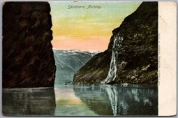 Postcard Søndmøre Norway Waterfall Fjord Møre og Romsdal