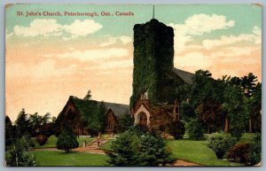 Postcard Peterborough Ontario c1912 St. John’s Church fo England RPO Cancel