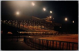 Postcard Monticello New York Raceway Grandstand Night Harness Racing Catskills