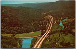 Postcard Roscoe New York Route 17 and the Valley Aerial Scenic View