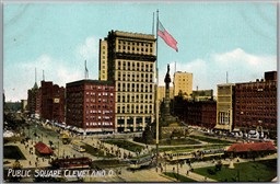 Postcard Cleveland Ohio 1910s Public Square Trolley Cars
