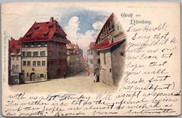 Postcard Gruss aus Nürnberg Bavaria Germany 1906 Albrecht Dürerhaus Street View