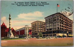 Postcard Buffalo New York c1949 Lafayette Square Soldiers Monument