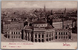 Postcard Wien Austria c1900s Panorama mit k. k. Hof-Burgtheater