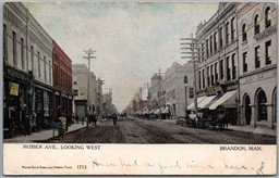 Postcard Brandon Manitoba c1906 Rosser Ave Looking West by Warwick