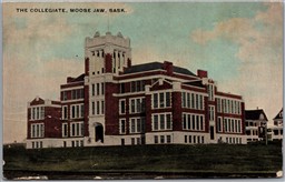 Postcard Moose Jaw Saskatchewan c1912 The Collegiate to Uxbridge Ontario