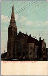 Postcard Winnipeg Manitoba c1909 Augustine Presbyterian Church to Uxbridge Ont