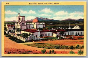 Postcard Tucson AZ c1936 San Xavier Mission - Mission San Xavier del Bac Linen