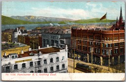 Postcard Vancouver British Columbia 1910 Looking East Trolley Stephen J Thompson