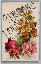 Postcard Gibsons Landing British Columbia c1910s Flowers Glitter Applique