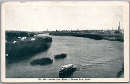 Postcard Moose Jaw Saskatchewan c1910s River View Boat by Novelty Mfg.