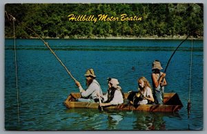 Postcard Galena MO 1979 Hillbilly Motor Boatin Redneck Fishing CDS Cancel Hardin