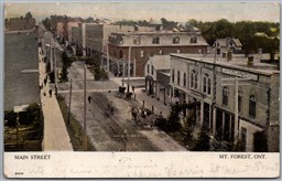 Postcard Mount Forest Ontario c1908 Main Street Wellington County by Warwick