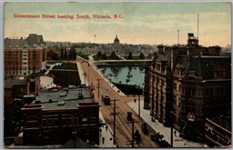 Postcard Victoria British Columbia c1914 Government Street looking South