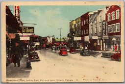 Postcard Kirkland Lake Ontario c1951 Government Road Looking East Old Cars PECo