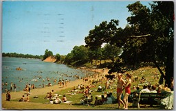 Postcard London Ontario c1961 Fanshawe Lake Beach Bathers