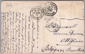 Postcard Montreal Quebec c1910 After a Fire in Winter to Brussels Belgium (back)